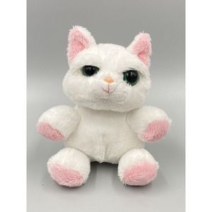 6” White Kitty Cat Plush Bug Eyed Stuffed Animal Unipak Design